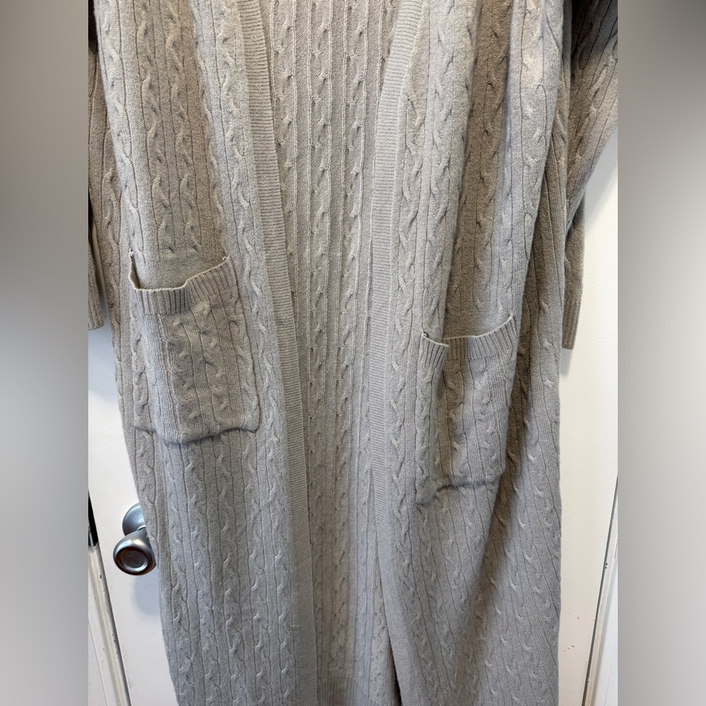 TJD Long Lightweight Long Open Cable Knit Cardigan Size 1X‎ - Picture 3 of 8